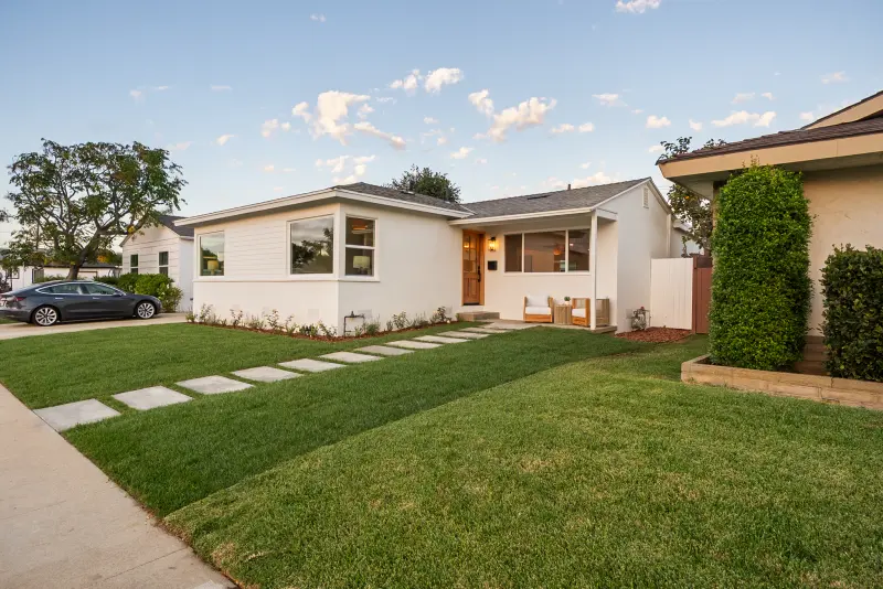 Front lawn with a stepping stone path